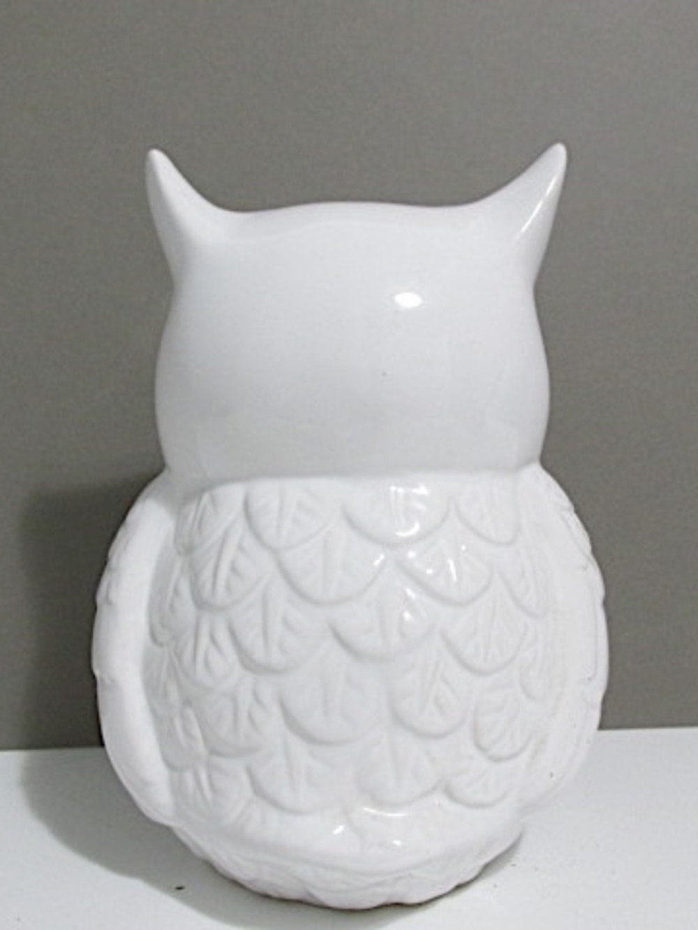 Large White Ceramic Owl Piggy Bank - Picture 4 of 7